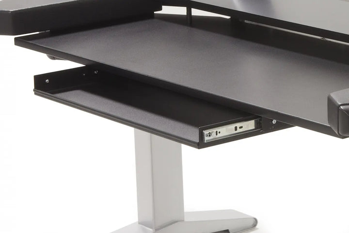 Argosy Halo K Ultimate,2 Shelves,160 Spkr Platforms,Kybrd try,D8 Monitor Arm, CPU Shelf,Black Top