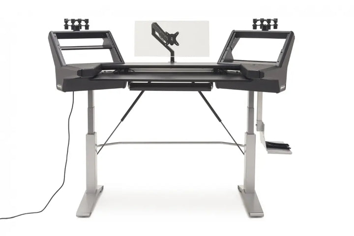 Argosy Halo K Sit-Stand Ultimate-HaloK Mah,2Shelves,Pr 160 SpkrPlatform,KybdTray,D8 MonitorArm, CPU Shelf