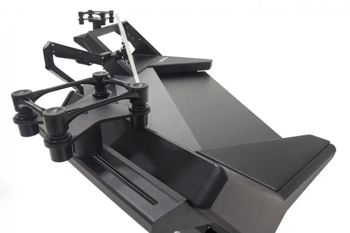 Argosy Halo KE Ultimate,2Shelves,160 Spkr Platforms,KybdTray,D8 Mon. Arm,CPU Shelf,w/Black Top&Silver Legs