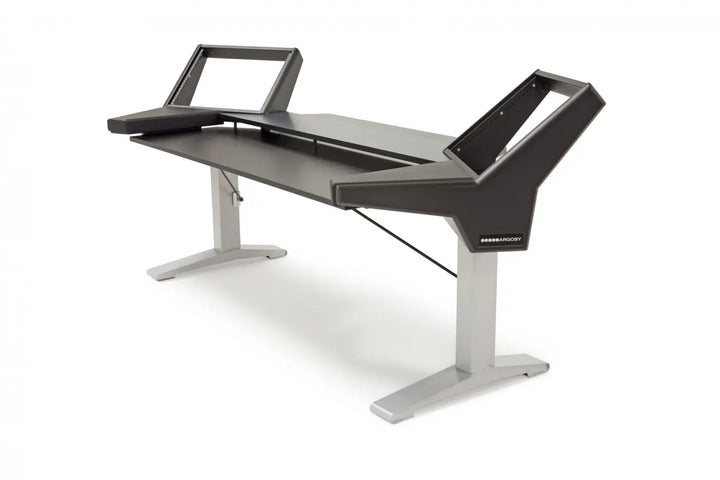 Argosy Halo Keyboard Desk for 88 Keys w/Black End Panels and Silver Legs