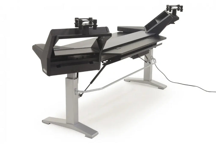 Argosy Halo K88 Sit-Stand with Mahogany Veneer Desktop, 2 Rack Shelves, & 160 Speaker Platforms