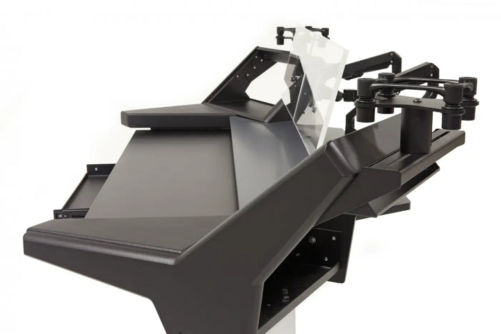 Argosy Halo K88 Ultimate w/2)Shelves,Pr160SpkrPltfms,kybrdTry,2)D8MonitorArms, CPUShelf, Black Top