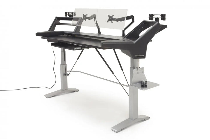Argosy Halo K88 Sit-Stand Mahogany Ultimate - Halo K88.E2, 2 Shelves, Pr 160 SpkrPlatform, KybdTray,2)D8 MonArms,CPU Shelf