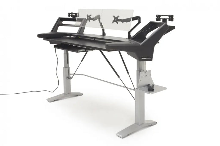 Argosy Halo K88 Sit-Stand Black Traceless Ultimate - Halo K88.E2, 2 Shelves, Pr 160 SpkrPlatform, KybdTray,2)D8 MonArms,CPU Shelf
