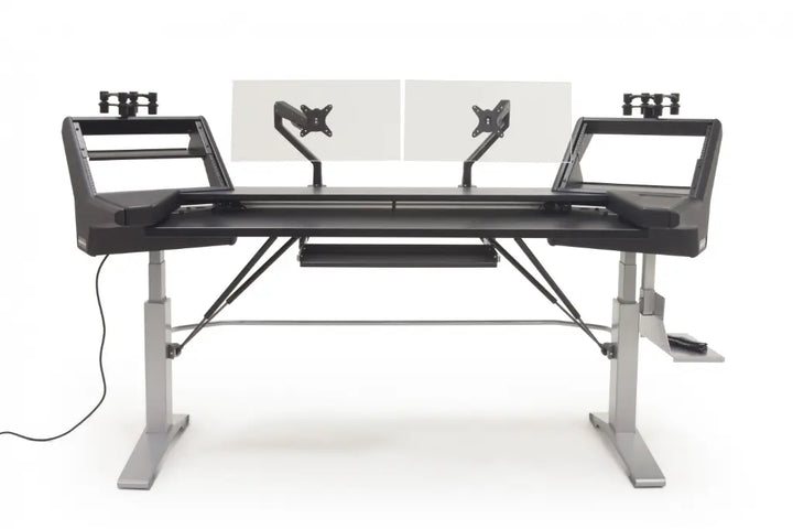 Argosy Halo K88 Sit-Stand Ultimate - Halo K88.E2, 2 Shelves, Pr 160 SpkrPlatform, KybdTray,2)D8 MonArms,CPU Shelf
