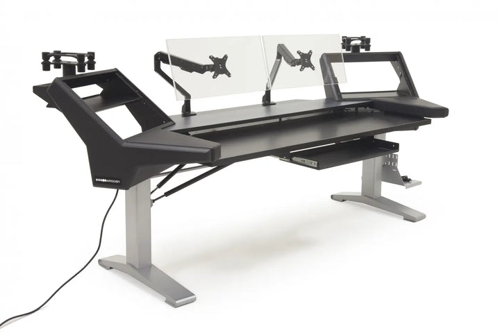 Argosy Halo K88 Sit-Stand Ultimate - Halo K88.E2, 2 Shelves, Pr 160 SpkrPlatform, KybdTray,2)D8 MonArms,CPU Shelf