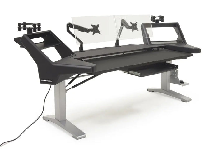 Argosy Halo K88 Sit-Stand Black Traceless Ultimate - Halo K88.E2, 2 Shelves, Pr 160 SpkrPlatform, KybdTray,2)D8 MonArms,CPU Shelf