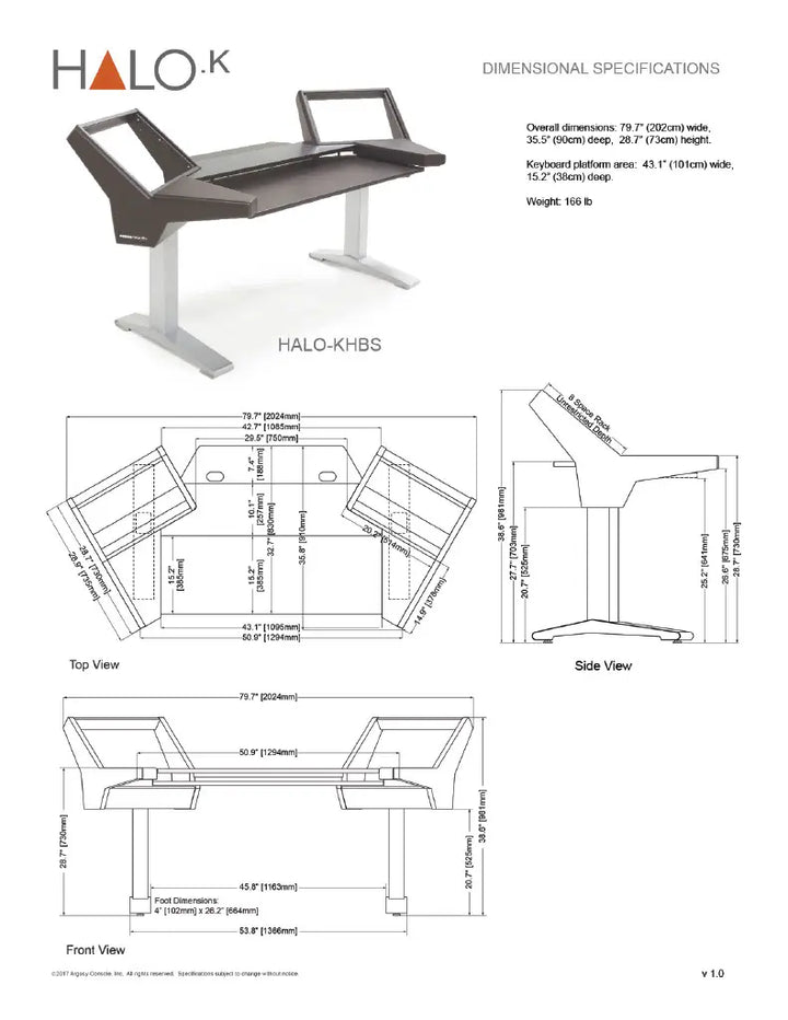 Argosy Halo K Ultimate,2 Shelves,160 Spkr Platforms,Kybrd try,D8 Monitor Arm, CPU Shelf,Black Top