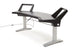 Argosy Halo 96.7" Wide Sit-Stand, w/Mahogany Desk, Black End Panels, Silver Legs