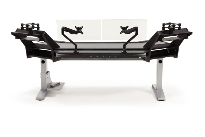 Argosy Halo 96.7" Wide Ultimate-w/Hautelink Desktop,2 Rack Shelves,Pair 160 Speaker Platforms,Accessory Drawer,2) D8 Monitor Arms, CPU Shelf