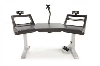 Argosy Halo Ultimate, Black Traceless dektop, 2 Shelves,Pr.160 Speaker Platforms,Accessory Drawer,D8 Monitor Arm, CPU Shelf