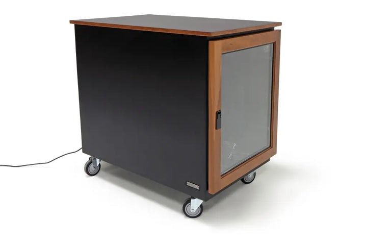 Argosy IsoBox PRO 12RU, Black Satin on Oak Trim, with Black Traceless Top, Left Door Swing