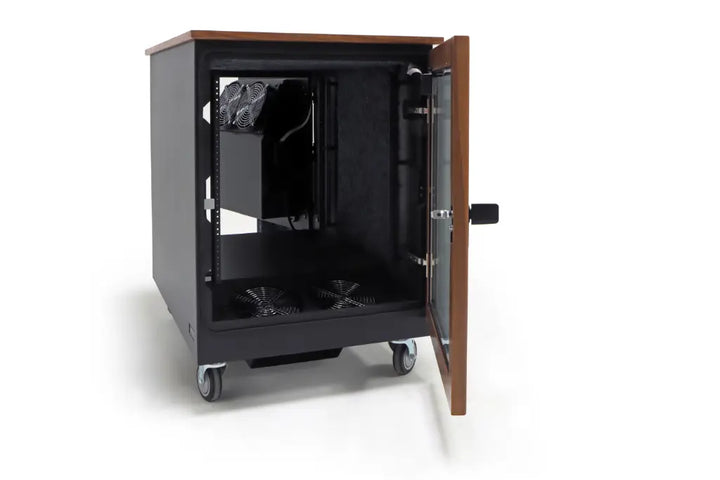Argosy IsoBox PRO 12RU, Black Satin on Oak Trim, with Black Traceless Top, Left Door Swing