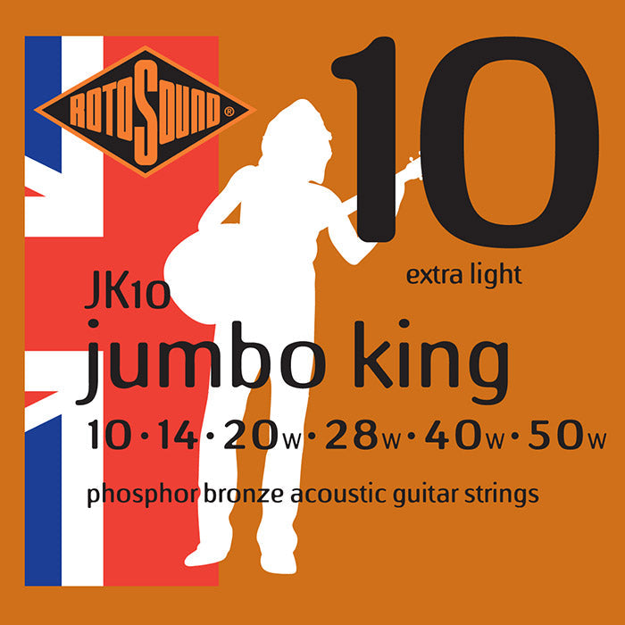 Rotosound Jumbo King JK10 Phosphor Bronze Acoustic Guitar Strings - Instrument Accessories