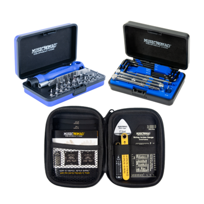 MusicNomad KISS Starter Kit Bundle: 6pc Gauge Set, 26pc Screwdriver Set, 11pc Truss Rod Wrench Set