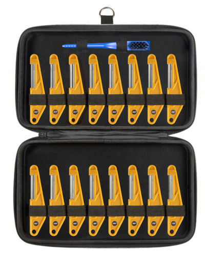 MusicNomad Diamond Coated Guitar Nut Files 16-Piece Set with Case and Cleaning Brush