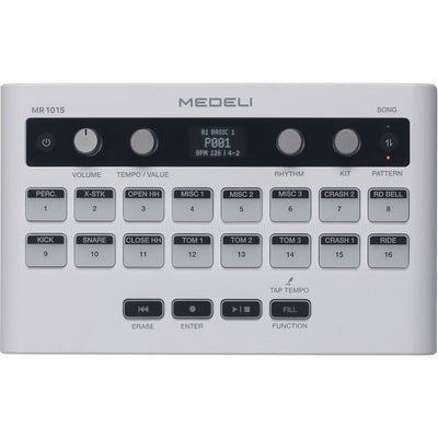 Medeli Portable 16-Pad Portable Rhythm Machine with USB MIDI and Audio, White