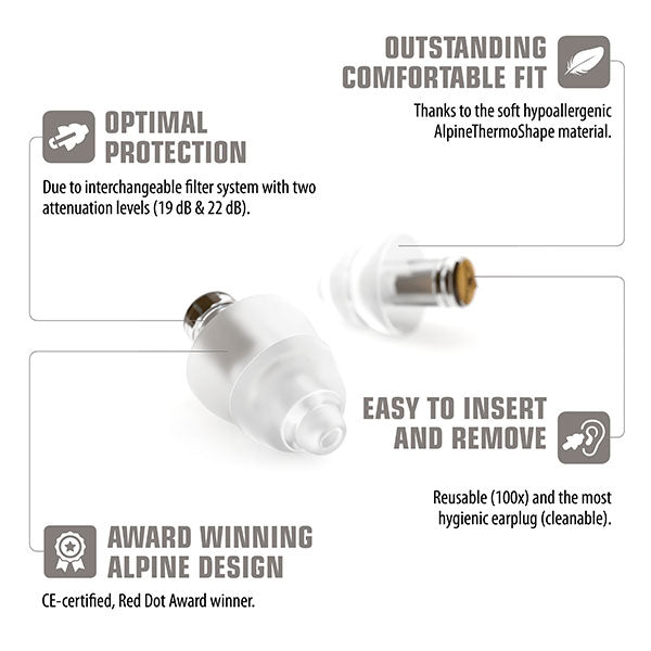 Alpine Alpine MusicSafe Earplugs for Musicians with 2 Filter Sets