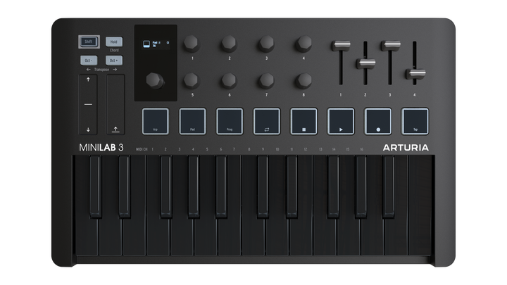 Arturia MINILAB3DBK MIDI Controller With Software (Deep Black) - 25 Keys