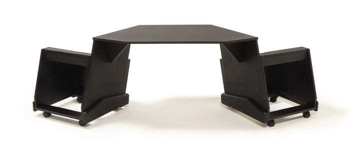 Argosy NOVA H10 Workstation with 2) 10ru racks, powder coated finish, mahogany base, casters