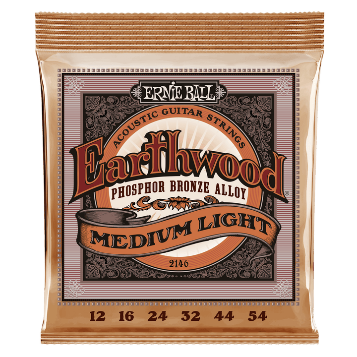 Ernie Ball 2146EB Earthwood Phosphor Bronze Medium Light Acoustic Guitar Strings (12-54)
