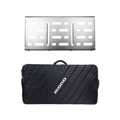 MONO Pedalboard Large with Pro Accessory Case 2.0 Bundle (Silver) - Pedal Boards