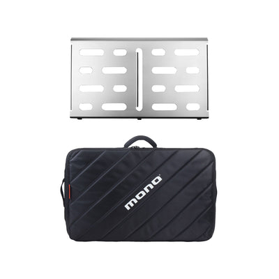 MONO Pedalboard Medium with Tour Accessory Case 2.0 Bundle (Silver) - Pedal Boards