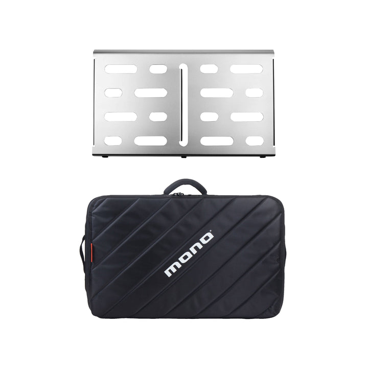 MONO Pedalboard Medium with Tour Accessory Case 2.0 Bundle (Silver) - Pedal Boards