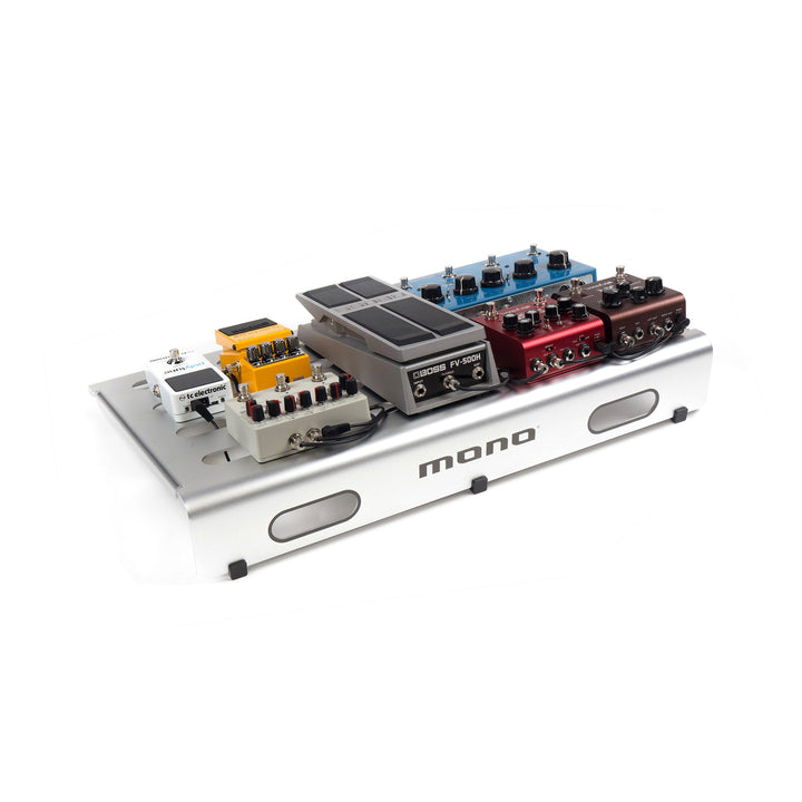 MONO Pedalboard Medium with Tour Accessory Case 2.0 Bundle (Silver) - Pedal Boards
