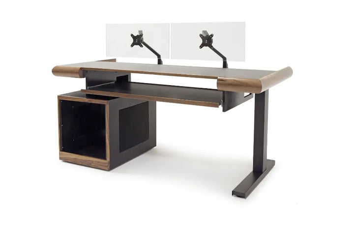 Argosy Radius Composer for 61 Keys, Straight Top, 1) Straight 10sp Base Rack, 1) Steel Leg, Bullnose Edge - Walnut Trim Upgrade
