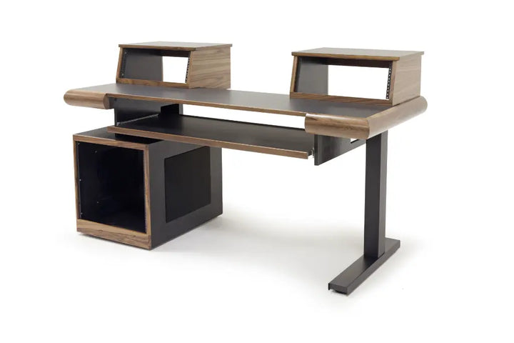 Argosy Radius Composer for 61 Keys, Straight Top, 1) Straight 10sp Base Rack, 1) Steel Leg, Bullnose Edge - Walnut Trim Upgrade