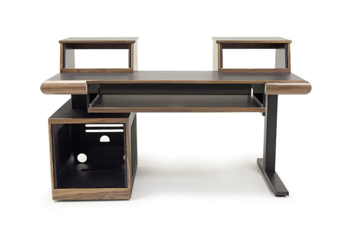 Argosy Radius Composer for 61 Keys, Straight Top, 1) Straight 10sp Base Rack, 1) Steel Leg, Bullnose Edge - Walnut Trim Upgrade