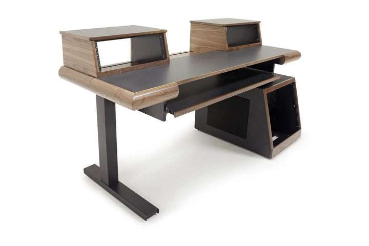 Argosy Radius Composer for 61 Keys, Straight Top, 1) Slanted 10sp Base Rack, 1) Steel Leg, Bullnose Edge - Walnut Trim Upgrade