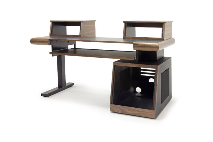Argosy Radius Composer for 61 Keys, Straight Top, 1) Slanted 10sp Base Rack, 1) Steel Leg, Bullnose Edge - Walnut Trim Upgrade