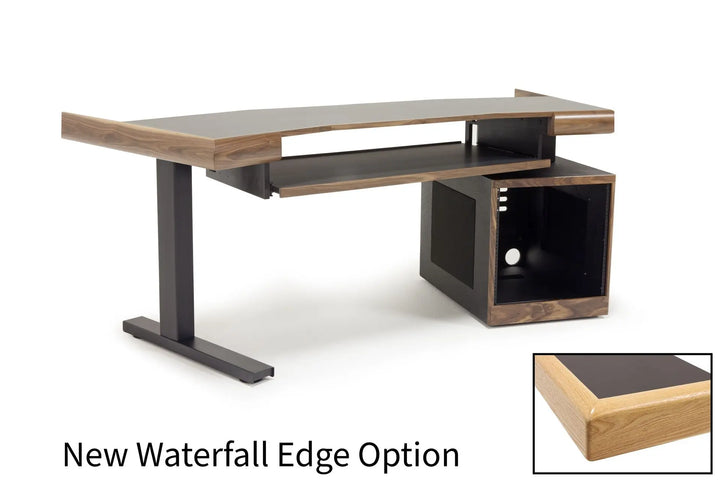 Argosy Radius Composer for 61 Keys, Splayed Top, 1) Straight 10sp Base Rack, 1) Steel Leg, Waterfall Edge - Walnut Trim Upgrade