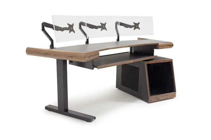 Argosy Radius Composer for 61 Keys, Splayed Top, 1) Slanted 10sp Base Rack, 1) Steel Leg, Bullnose Edge - Walnut Trim Upgrade