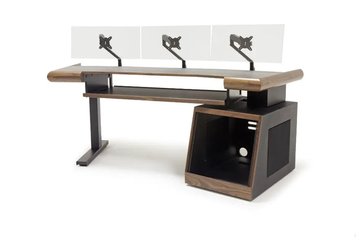 Argosy Radius Composer for 61 Keys, Splayed Top, 1) Slanted 10sp Base Rack, 1) Steel Leg, Bullnose Edge - Walnut Trim Upgrade