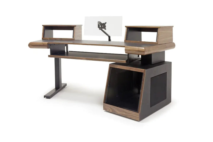 Argosy Radius Composer for 61 Keys, Splayed Top, 1) Slanted 10sp Base Rack, 1) Steel Leg, Bullnose Edge - Walnut Trim Upgrade