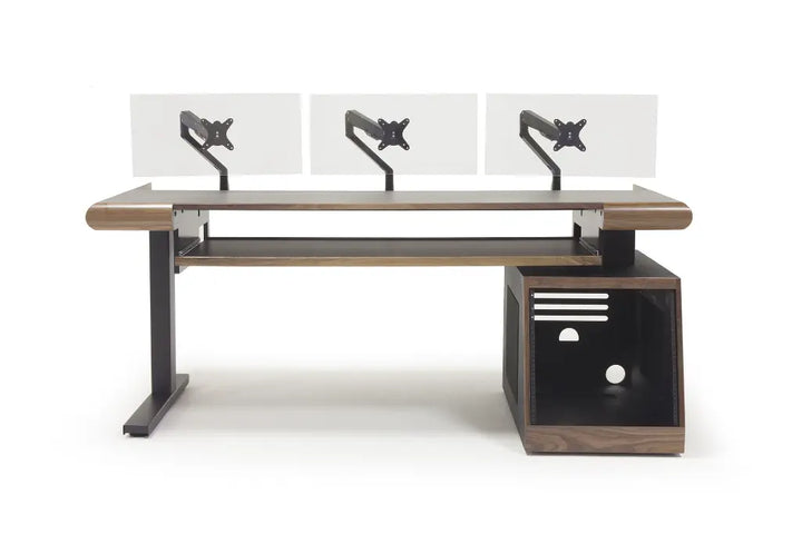 Argosy Radius Composer for 88 Keys, Straight Top, 1) Slanted 10sp Base Rack, 1) Steel Leg, Bullnose Edge - Walnut Trim Upgrade