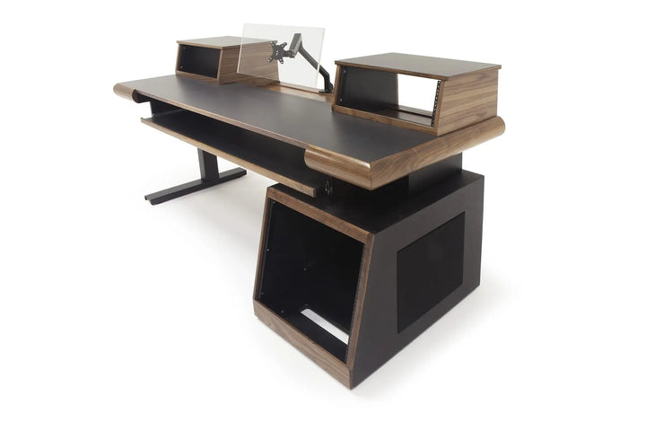 Argosy Radius Composer for 88 Keys, Straight Top, 1) Slanted 10sp Base Rack, 1) Steel Leg, Bullnose Edge - Walnut Trim Upgrade