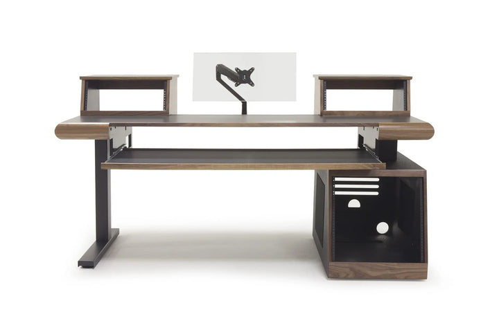 Argosy Radius Composer for 88 Keys, Straight Top, 1) Slanted 10sp Base Rack, 1) Steel Leg, Bullnose Edge - Walnut Trim Upgrade