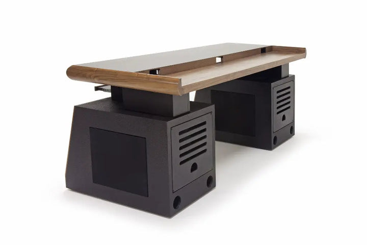 Argosy Radius Composer for 88 Keys, Straight Top, 2) Slanted 10sp Base Racks, Bullnose Edge - Walnut Trim Upgrade