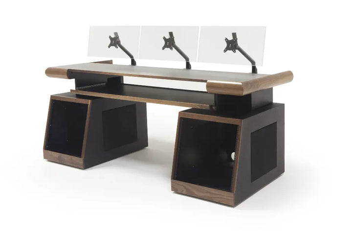 Argosy Radius Composer for 88 Keys, Straight Top, 2) Slanted 10sp Base Racks, Bullnose Edge - Walnut Trim Upgrade
