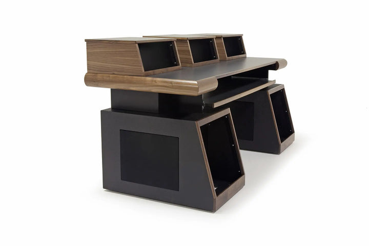 Argosy Radius Composer for 88 Keys, Straight Top, 2) Slanted 10sp Base Racks, Bullnose Edge - Walnut Trim Upgrade