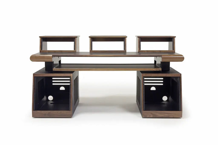 Argosy Radius Composer for 88 Keys, Straight Top, 2) Slanted 10sp Base Racks, Bullnose Edge - Walnut Trim Upgrade