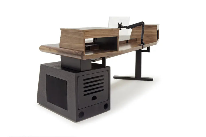 Argosy Radius Composer for 88 Keys, Splayed Top, 1) Slanted 10sp Base Rack, 1) Steel Leg, Bullnose Edge - Walnut Trim Upgrade