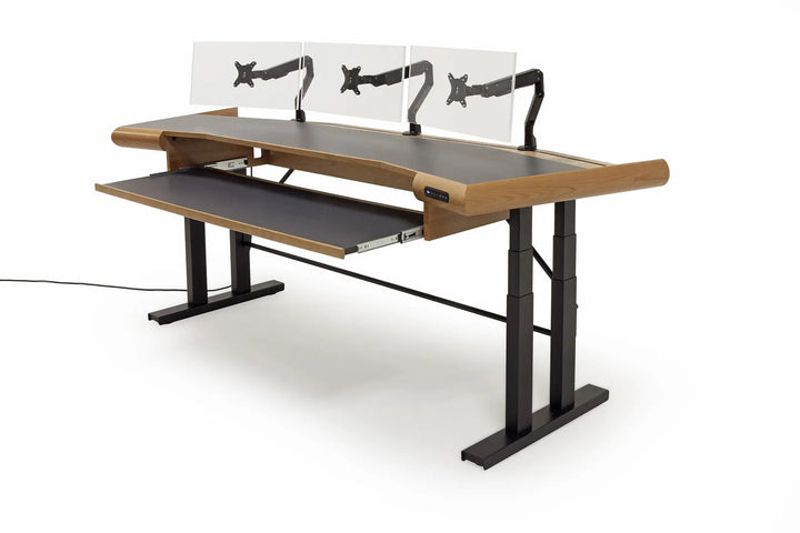 Argosy Radius Composer for 88 Keys, Splayed Top, Height Adjustable Steel Legs, Bullnose Edge - Walnut Trim Upgrade