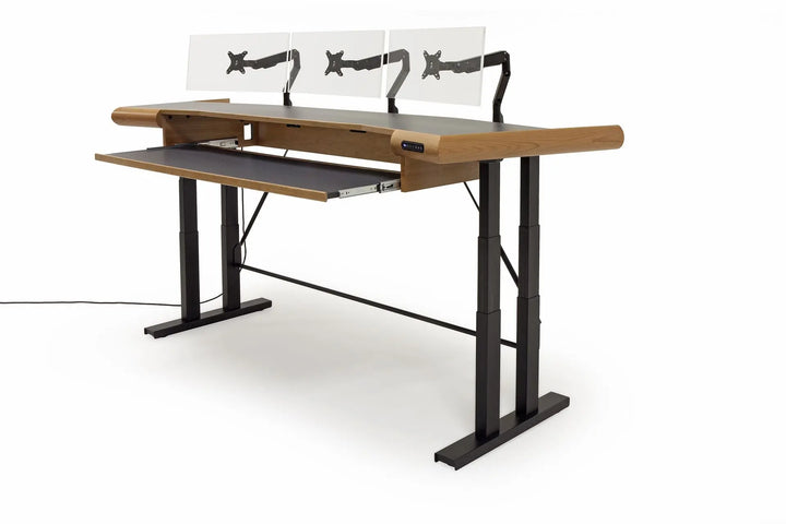 Argosy Radius Composer for 88 Keys, Splayed Top, Height Adjustable Steel Legs, Bullnose Edge - Walnut Trim Upgrade