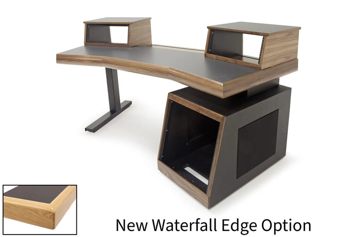 Argosy Radius Signature w/67" Splayed Top, 1) Slanted 10sp Base Rack, 1) Steel Leg, Waterfall Edge - Standard Trim