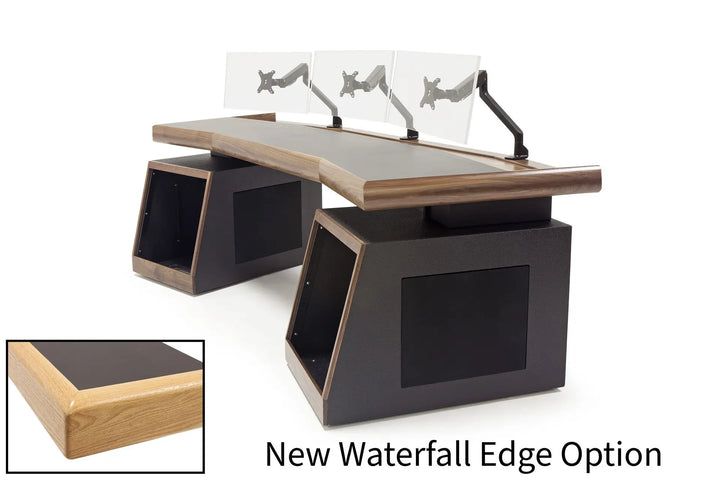 Argosy Radius Signature w/78" Splayed Top, 2) Slant 10sp Base Racks, Waterfall Edge - Walnut Trim Upgrade